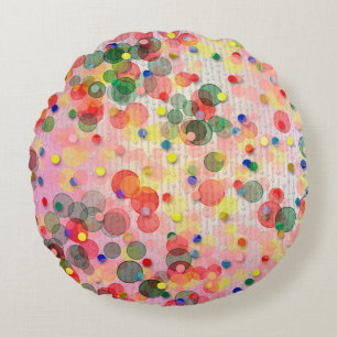 Abstract multicolored background with blur bokehc Round Cushion