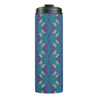 Abstract Multicolored Diamonds and Chevron Pattern Thermal Tumbler