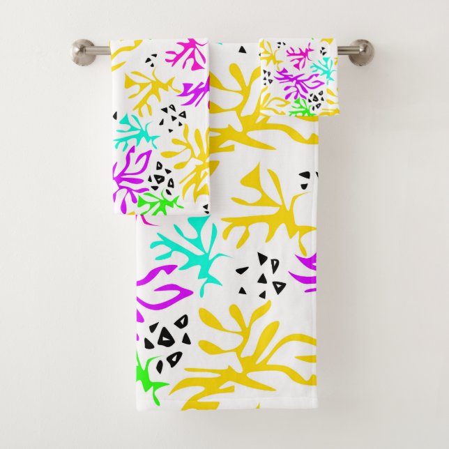 Abstract multicolored neon pattern  bath towel set (Insitu)