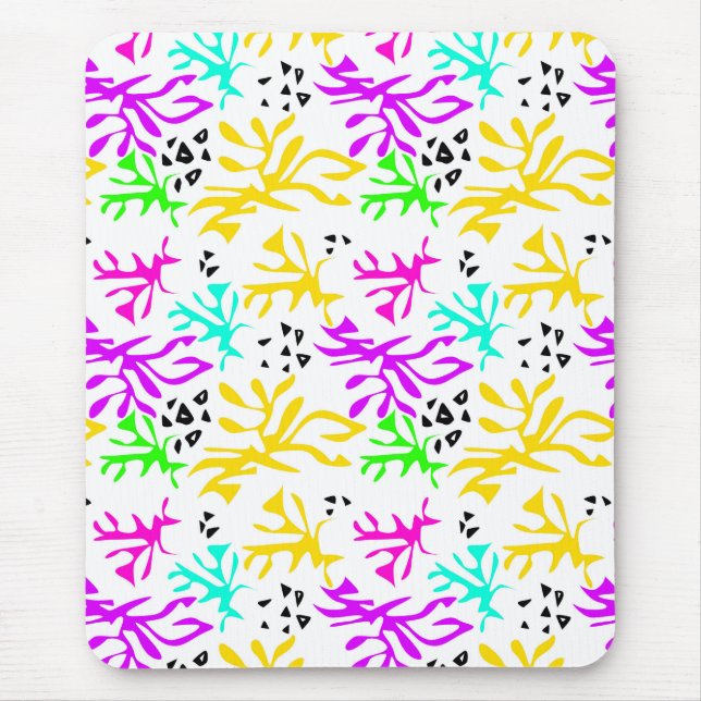 Abstract multicolored neon pattern  mouse pad (Front)