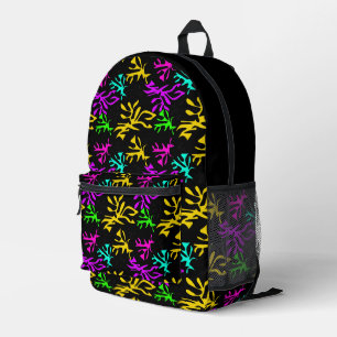 Abstract multicolored neon pattern printed backpack