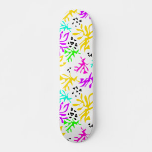 Abstract multicolored neon pattern skateboard