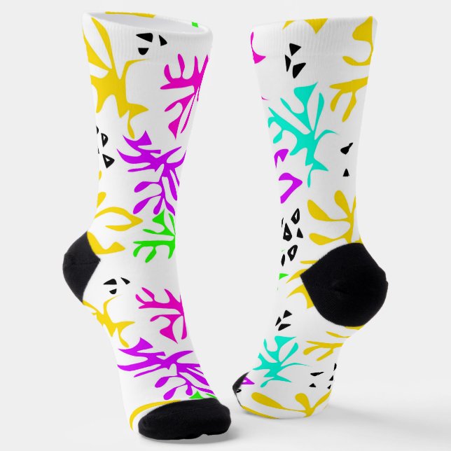 Abstract multicolored neon pattern  socks (Angled)