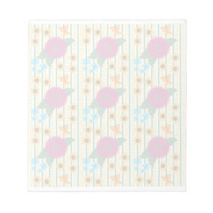 Abstract Multicolored Pattern Flowers Butterflies Notepad