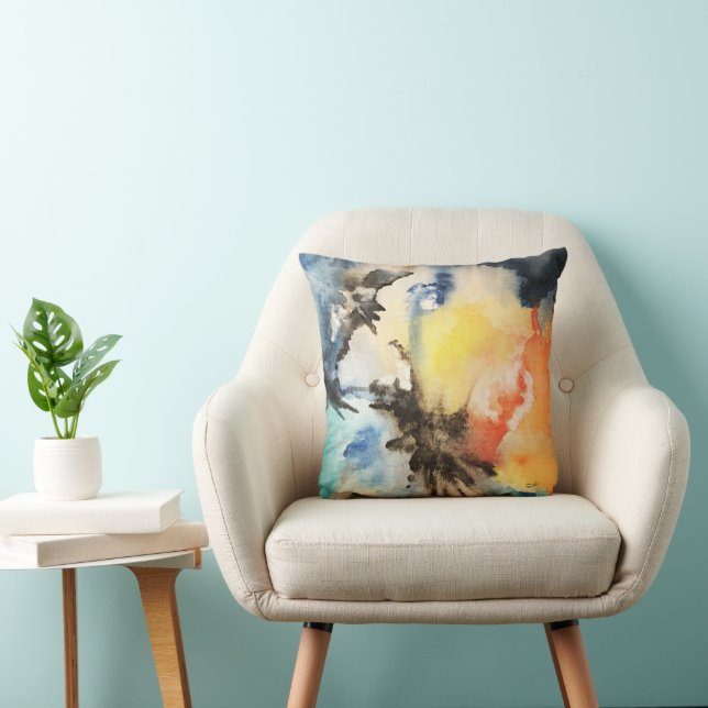 Abstract Multicolored Throw Pillow  (Chair)