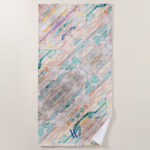 Abstract Multicolored Watery Pastel Swashes Beach Towel
