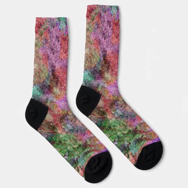 Abstract Multiple Colours Misty Water Colour Look Socks (Right)