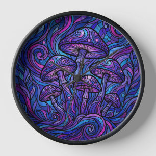Abstract Mushroom Cluster Cosmic Art Clocks