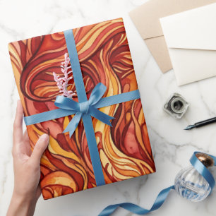 Abstract Mushroom Cluster Fire Red Wrapping Paper