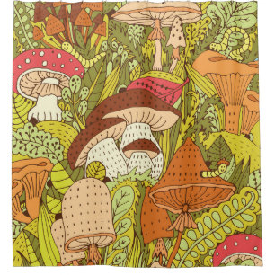 Abstract Mushroom Forest: Artistic Pattern Shower Curtain