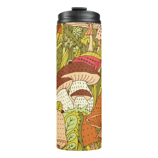 Abstract Mushroom Forest: Artistic Pattern Thermal Tumbler (Front)