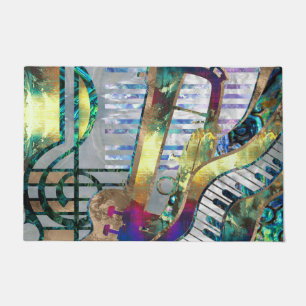 Abstract Music Art Collage - mixed media #1 Doormat