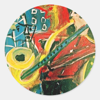 ABSTRACT MUSIC CLASSIC ROUND STICKER