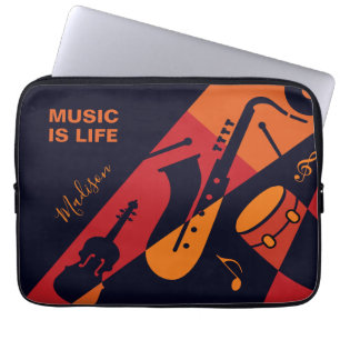 Abstract Music custom name & text laptop sleeves