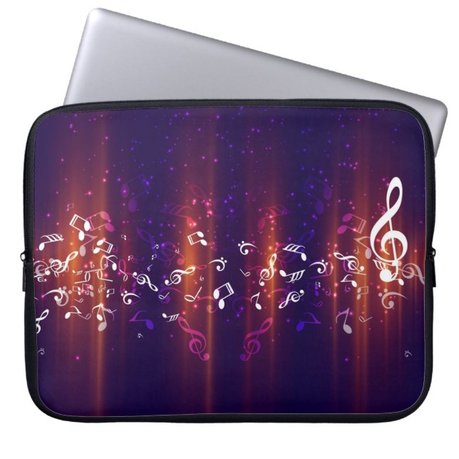 Abstract Music Notes Background Laptop Sleeve (Front)