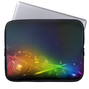 Abstract Music Notes Background Laptop Sleeve