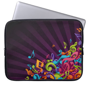 Abstract Music Notes Background Laptop Sleeve