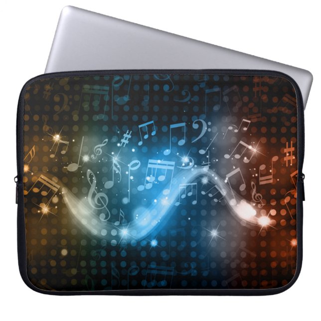 Abstract Music Notes Background Laptop Sleeve (Front)