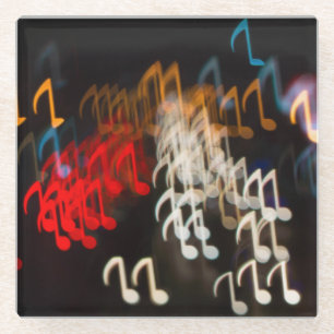 Abstract music notes: lights bokeh background glass coaster
