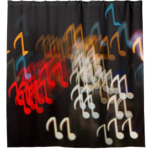 Abstract music notes: lights bokeh background shower curtain