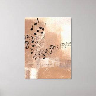 Abstract Music Notes Stretched Canvas  Print