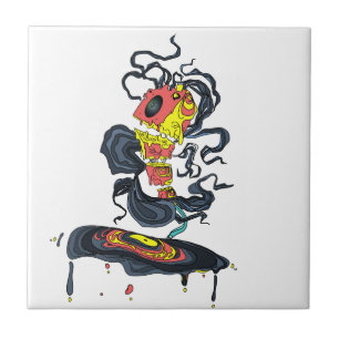Abstract music speaker playing vinyl tile