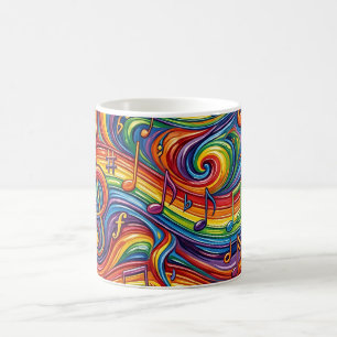 Abstract Musical Notes Rainbow Flow Coffee Mug