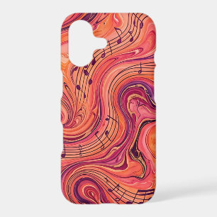 Abstract Musical Notes Sunset Orange iPhone Cases