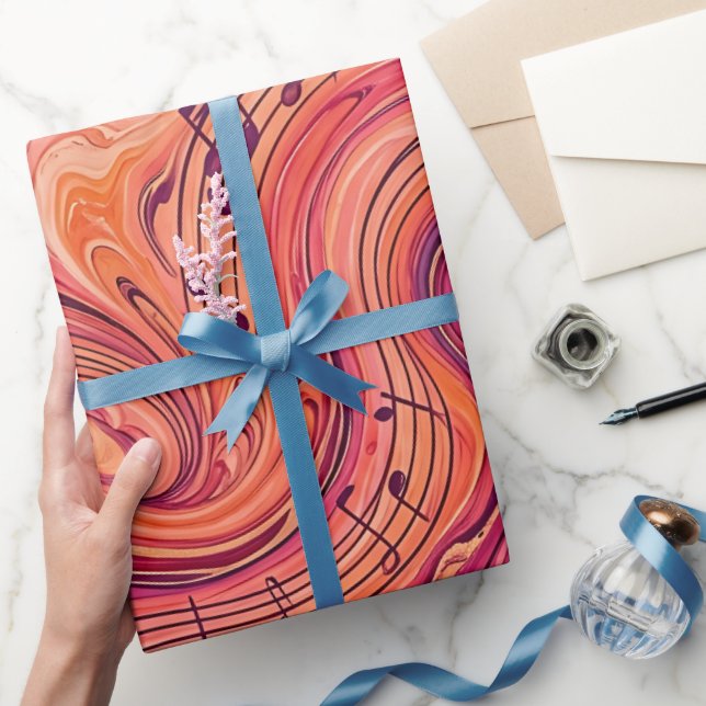 Abstract Musical Notes Sunset Wrapping Paper (Gifting)