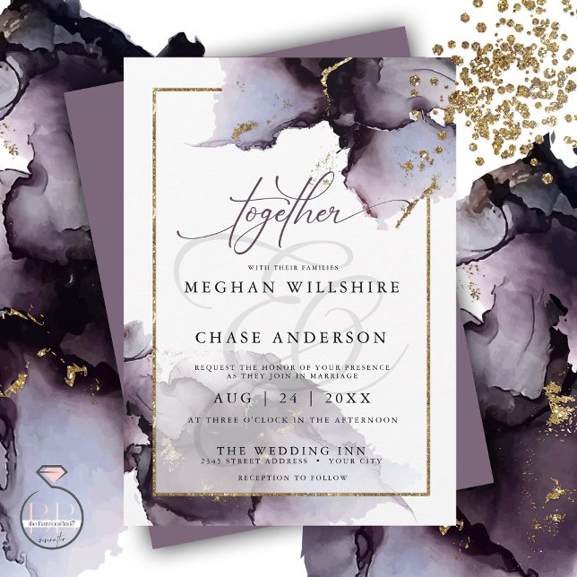 Abstract Muted Amethyst Heather Purple Wedding Invitation (Creator Uploaded)