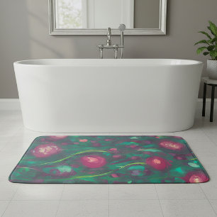Abstract muted red roses  bath mat