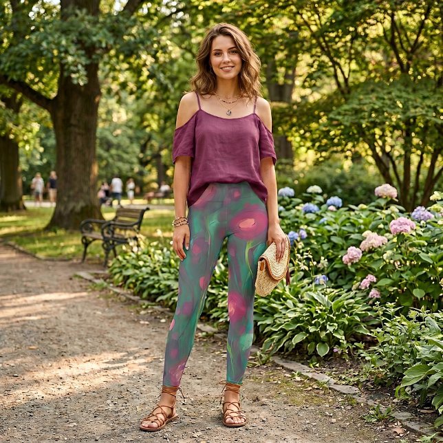 Abstract muted red roses  leggings (Creator Uploaded)