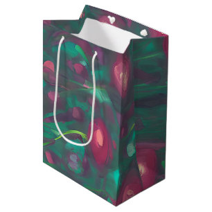 Abstract muted red roses medium gift bag
