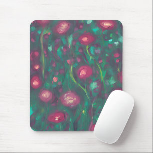 Abstract muted red roses mouse pad
