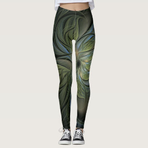 Abstract mystic design of green sheds on blackhole leggings