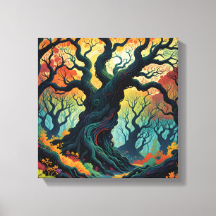 Abstract Mystical Trees Canvas Print