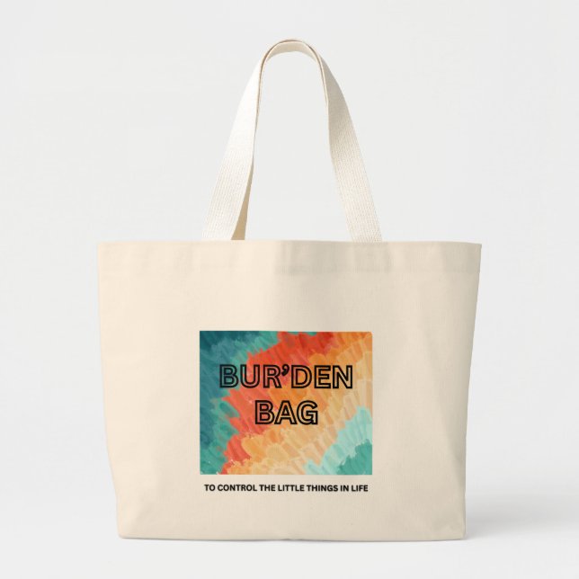 ABSTRACT NATURAL CANVAS COTTON WOMEN'S BUR'DEN LARGE TOTE BAG (Front)