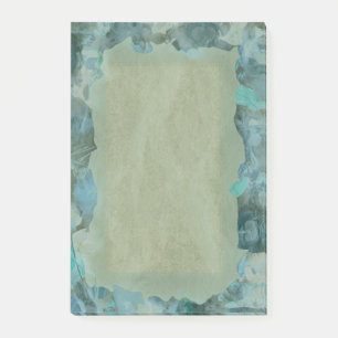 Abstract natural object border in blue & tan write post-it notes