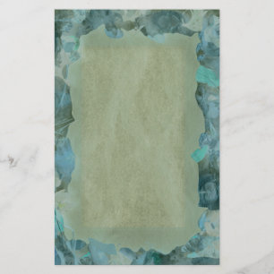 Abstract natural object border in blue & tan write stationery