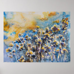 Abstract nature background with floral motifs.Pict Poster