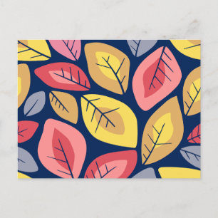 Abstract Nature Colored Leaves Holiday Postcard