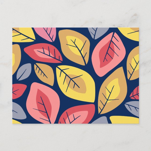 Abstract Nature Colored Leaves Postcard (Front)
