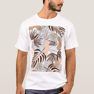 Abstract Nature Exotic Plants Pattern T-Shirt