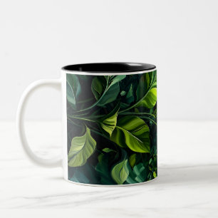 Abstract Nature Plant Oil Painting Graphic Art Two-Tone Coffee Mug