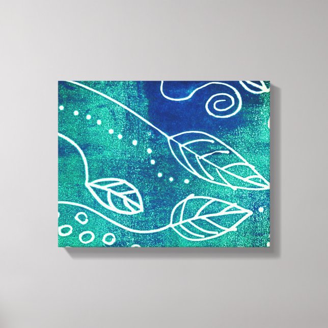 abstract nature  wall art  blue wrapped canvas (Front)