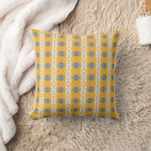 Abstract Nature Warm Yellow and Grey Cotton Cushion