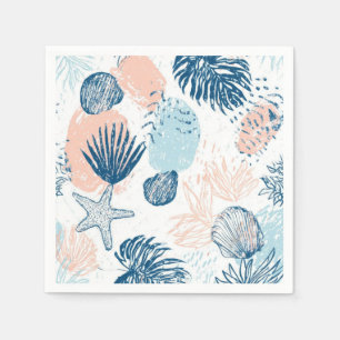Abstract Nautical Beach Blue Peach Distressed (1) Napkin
