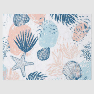 Abstract Nautical Beach Blue Peach Distressed (1) Tissue Paper