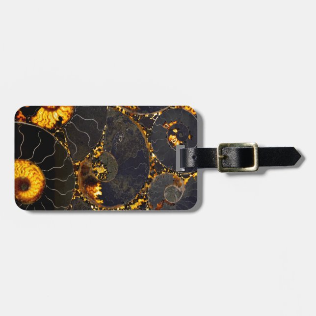 Abstract Nautilus pattern yellow gold  Luggage Tag (Front Horizontal)