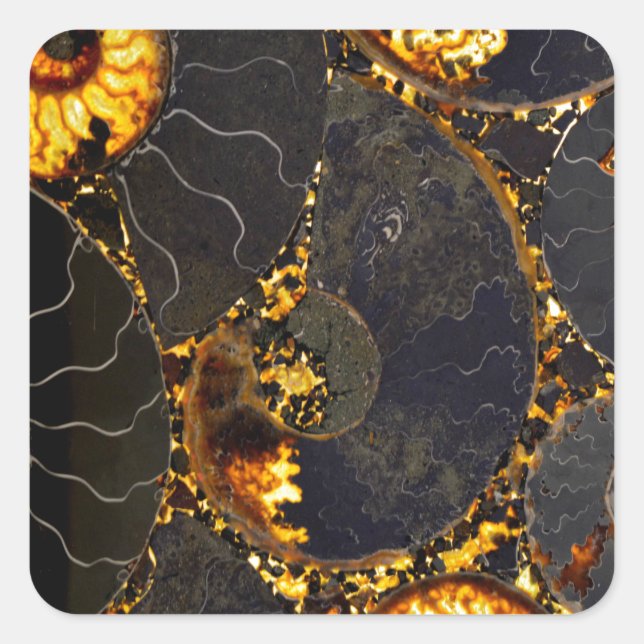 Abstract Nautilus pattern yellow gold  Square Sticker (Front)